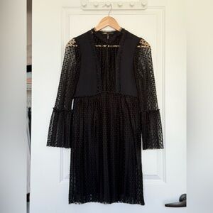 Maje - Black Cocktail Dress with Lace Detail